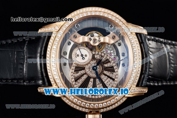 Audemars Piguet Millenary Miyota 9015 Automatic Rose Gold Case White Dial With Roman Numeral Markers Black Leather Strap - Click Image to Close